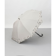 【パスポート優待15％OFF】[ビューランス]刺繍晴雨兼用パラソル(1段スライドショート) 1BH 23045　81（ライトベージュ）