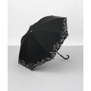 【パスポート優待15％OFF】[ビューランス]刺繍晴雨兼用パラソル(1段スライドショート) 1BH 23045　98（ブラック）