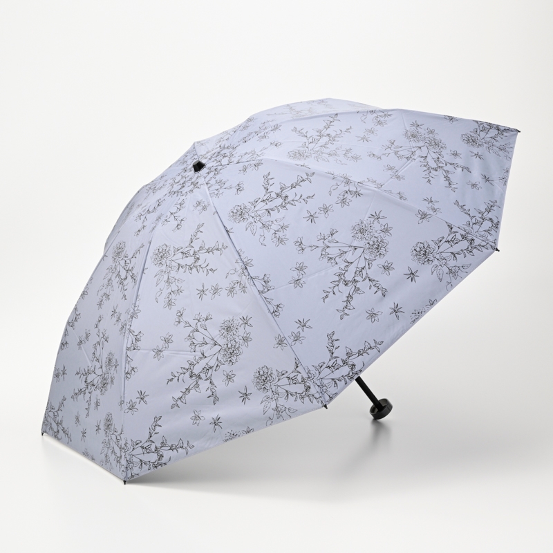 晴雨兼用パラソルフローラルプリントグレー