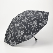 【パスポート優待15％OFF】[フワクール]晴雨兼用パラソル フローラルプリント　ブラック