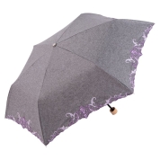 [シノワズリーモダン京都]ジュエル刺繍コンパクトミニ折りたたみ晴雨兼用日傘　アメジスト
