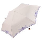 [シノワズリーモダン京都]ジュエル刺繍コンパクトミニ折りたたみ晴雨兼用日傘　タンザナイト