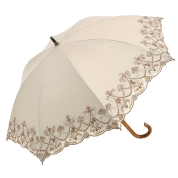 [シノワズリーモダン京都]マーブル刺繍かわず張り晴雨兼用ショート長日傘　モカ