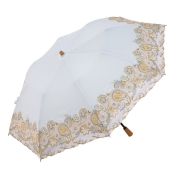 [シノワズリーモダン京都]更紗ペイズリー刺繍ショート折たたみ晴雨兼用日傘　ミント