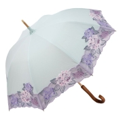[シノワズリーモダン京都]紫陽花オーガンジー刺繍晴雨兼用長日傘　ミント