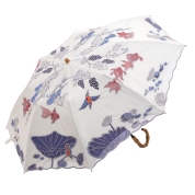 [シノワズリーモダン京都]Kiyanサマーウォーターオーガンジーカットワーク刺繍 かわず張りショート折日傘　