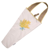 [シノワズリーモダン京都]繍画アート・トート　ミモザ刺繍 防水・撥水フラワーバッグ　ベージュ　