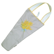 [シノワズリーモダン京都]繍画アート・トート　ミモザ刺繍 防水・撥水フラワーバッグ　ライトグレー