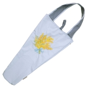[シノワズリーモダン京都]繍画アート・トート　ミモザ刺繍 防水・撥水フラワーバッグ　ライトブルー