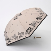 [DAKS(ダックス)]フワクール捺染　単色街並柄　ミニ傘　ベージュ