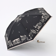 [DAKS(ダックス)]フワクール捺染　単色街並柄　ミニ傘　ブラック