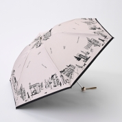 [DAKS(ダックス)]フワクール捺染　単色街並柄　ミニ傘　ピンク