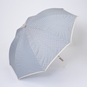 [フルラ]カチオンジャカード×パールリボン　ショート傘　グレー