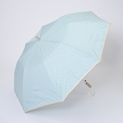 [フルラ]カチオンジャカード×パールリボン　楽折傘　ライトブルー