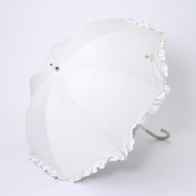 [ポールアンドジョー]1ポイントクリザンテーム深張スカラフリル　ショート傘　ホワイト