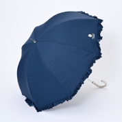 [ポールアンドジョー]1ポイントクリザンテーム深張スカラフリル　ショート傘　ブルー