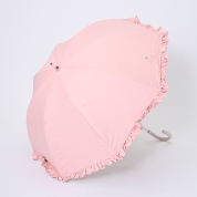 [ポールアンドジョー]1ポイントクリザンテーム深張スカラフリル　ショート傘　ピンク