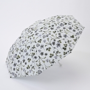 [フワクール]フワクールホワイト　捺染ボタニカル柄　ミニ傘　ライトブルー