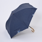 [BLAO ブラオ]多色花柄刺しゅう晴雨兼用パラソル(折り畳み・トップフラット)　37（ネイビー）