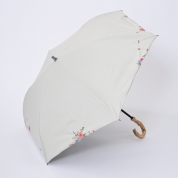 [BLAO ブラオ]多色花柄刺しゅう晴雨兼用パラソル(折り畳み・トップフラット)　83（ベージュ）