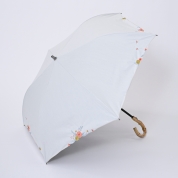 [BLAO ブラオ]多色花柄刺しゅう晴雨兼用パラソル(折り畳み・トップフラット)　90（ホワイト）