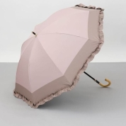 [ビューランス]バイカラーフリル晴雨兼用パラソル（1段スライドショート）　73（ピンク）