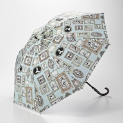 【パスポート優待15％OFF】[ビューランス]プリント額縁柄晴雨兼用傘（1段スライドショート）1BH 23052　41　ミントグリーン