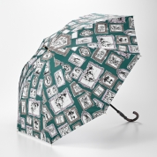 【パスポート優待15％OFF】[ビューランス]プリント額縁柄晴雨兼用傘（1段スライドショート）1BH 23052　45 グリーン