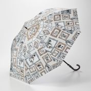 【パスポート優待15％OFF】[ビューランス]プリント額縁柄晴雨兼用傘（1段スライドショート）1BH 23052　81 ライトベージュ