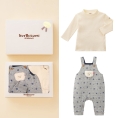 [ミキハウス ホットビスケッツ]キルト素材 オーバーオール＆Tシャツギフトセット(箱入り) グレー