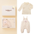[ミキハウス ホットビスケッツ]キルト素材 オーバーオール＆Tシャツギフトセット(箱入り) アイボリー
