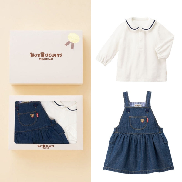 ミキハウス ホットビスケッツ]デニムジャンパースカート＆セーラー  