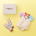 ［ミキハウスホットビスケッツ］顔ドン！ボディシャツ ＆ レッグウォーマー セット（箱入）　アイボリー
