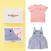 ［ミキハウスホットビスケッツ］ジャンパースカート & Tシャツセット（箱入）　ピンク