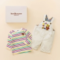 ［ミキハウスホットビスケッツ］オーバーオール & Tシャツセット（箱入）　白