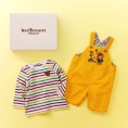 ［ミキハウスホットビスケッツ］オーバーオール & Tシャツセット（箱入）　黄