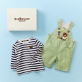 ［ミキハウスホットビスケッツ］オーバーオール & Tシャツセット（箱入）　ストームグリーン