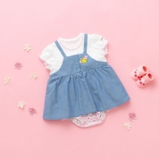 ［ミキハウスホットビスケッツ］ショートオール＆ベビーソックスセット（箱入） ブルー 女の子