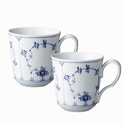 [ロイヤルコペンハーゲン]ブルーフルーテッド プレイン マグSペア