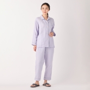 [ウチノ]レディス　マシュマロガーゼパイピングパジャマ　ヴァイオレット