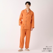 [ウチノ]メンズ　マシュマロガーゼパイピングパジャマ　オレンジ