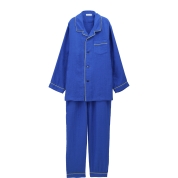 [ウチノ]メンズ　マシュマロガーゼパイピングパジャマ　ブルー