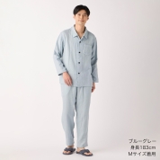 [ウチノ]メンズ　マシュマロガーゼベーシックパジャマ　ブルーグレー
