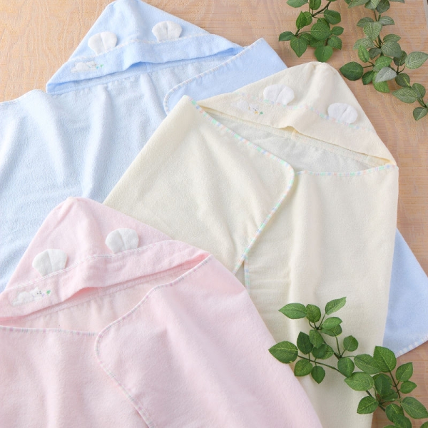 ウチノ]エアリータッチ フラッフィーフード付きバスタオル ピンク