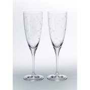 [エルベクリスタル]リーフ ペアシャンパングラス　