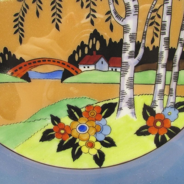 オールドノリタケ]アールデコ夕焼風景文ケーキプレート U3692 - 京王