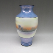 [オールドノリタケ]夕焼湖畔風景文花瓶 U3716