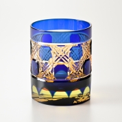 [可夜硝子]夕焼け猫+八角籠目紋/切子　夕焼け