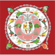 【11月中旬以降発送】[青いことり工房]風呂敷　ウロコインコ(真紅色)