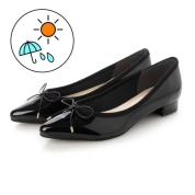 [jupery ジュペリー]チャームリボンポインテッドパンプス (No.8018) ブラックエナメル(BLE)　